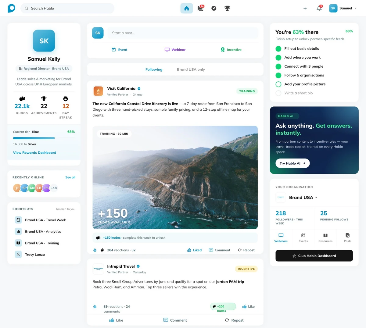 The current Hablo platform interface, from the official Hablo website.