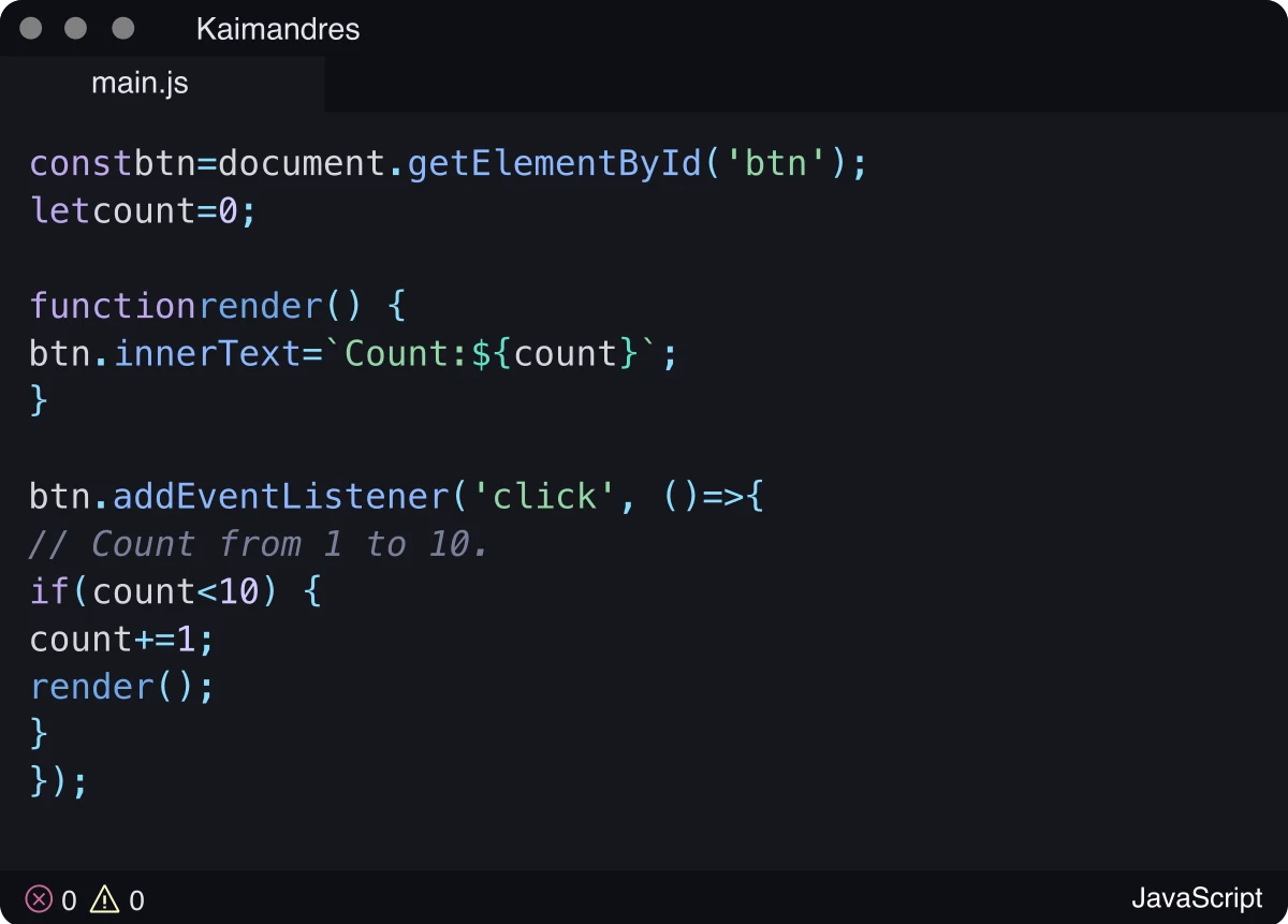 The Kaimandres theme rendered by the live Zed Themes preview service.